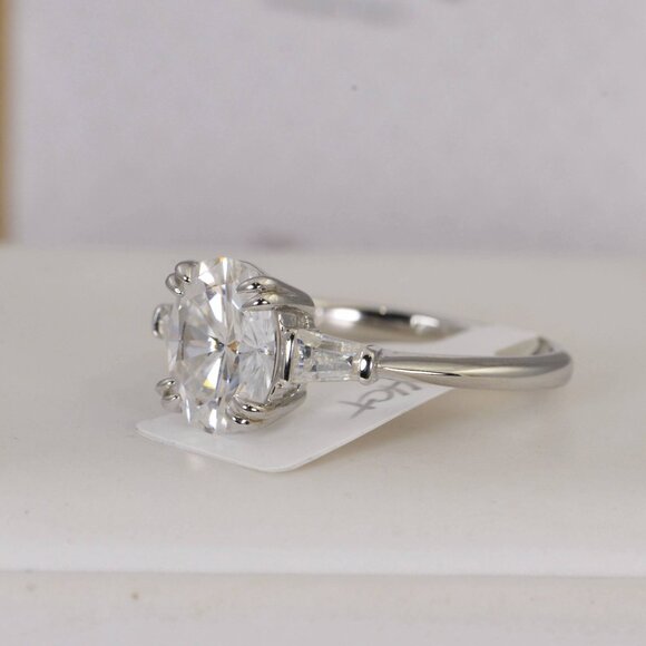 Certified Oval Cut 925 Sterling Real Moissanite Ring - Picture 3 of 7